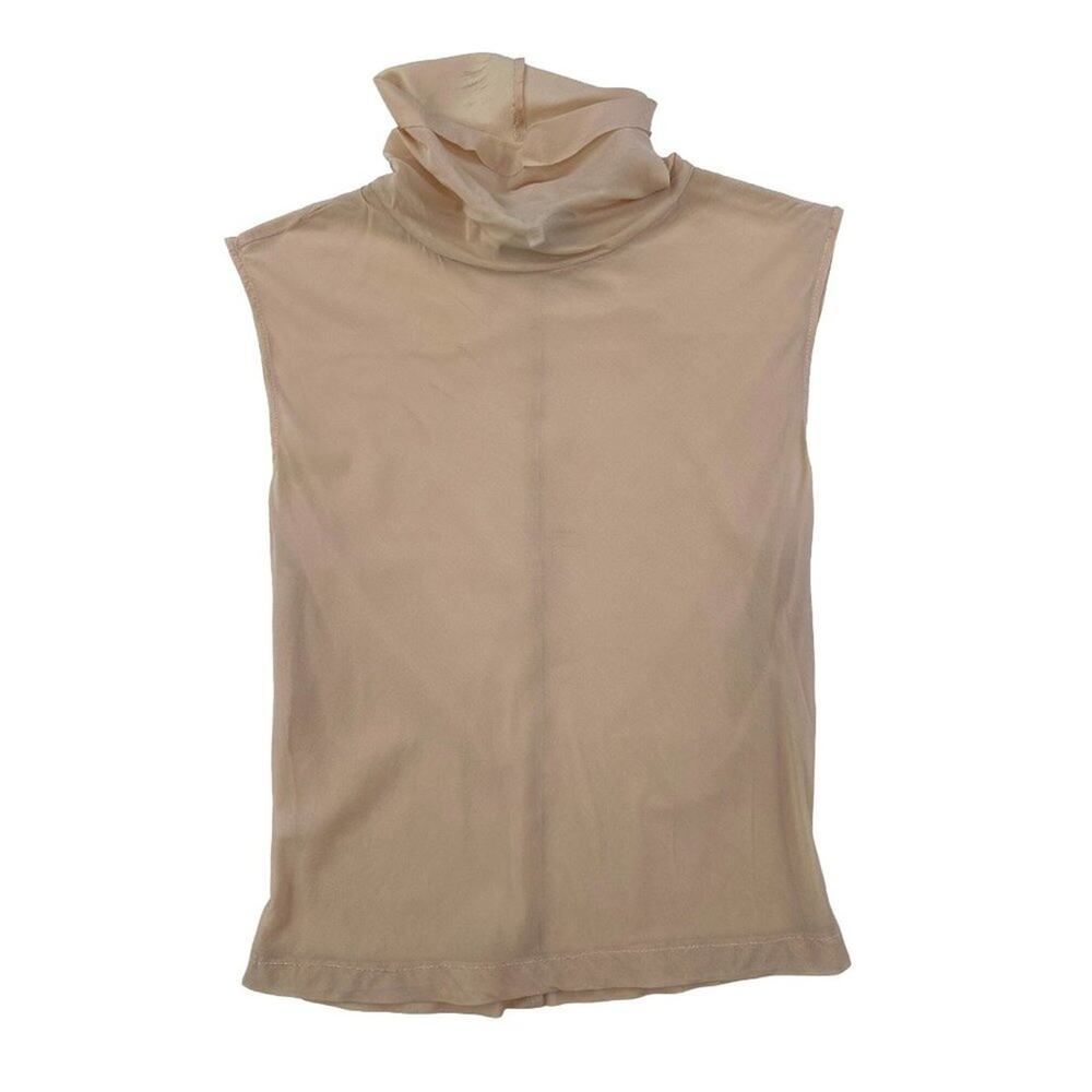 L'Academie - Sheer Sleeveless Turtleneck Top in Blush